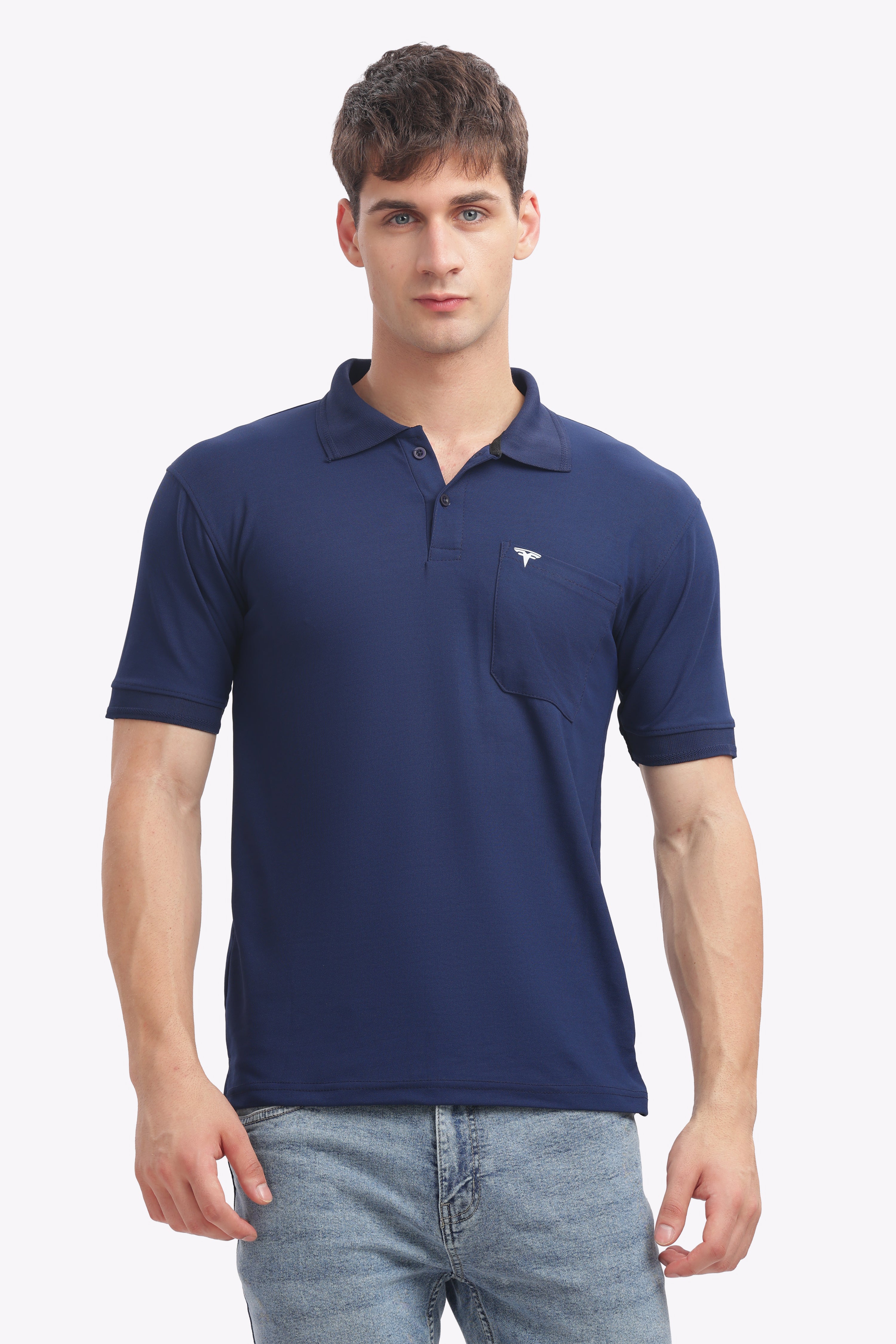 Men's Collar T-Shirt ( Navy )